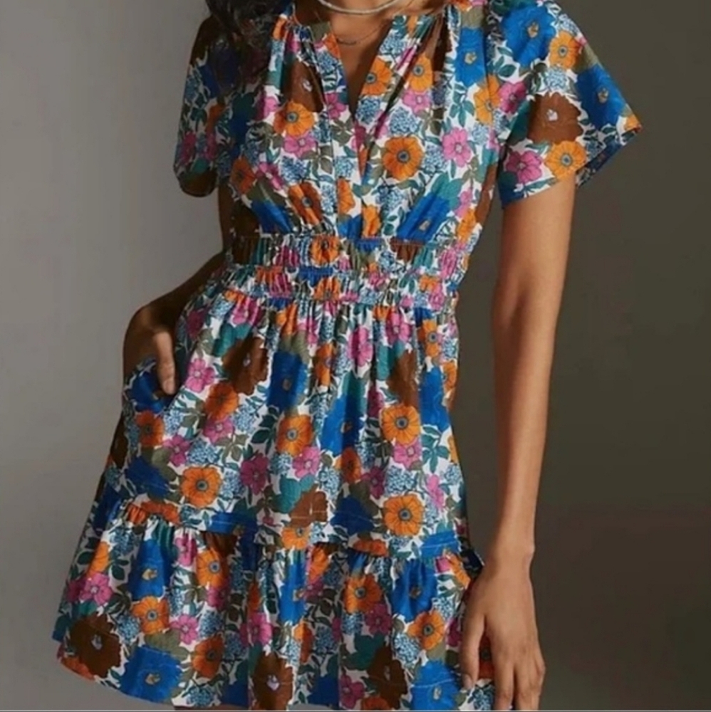 Anthropologie floral somerset dress sz large